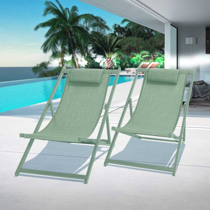 Ligstoel – Tuinstoel – Ligbed – Lounger – Set van 2 – Aluminium Frame – Verstelbare Rugleuning
