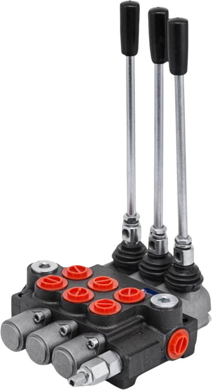 Hydraulische Regelklep -  Gietijzeren Constructie - Dubbelwerkend - Met Veerreturn - Geschikt voor - Tractoren en Houtklovers - 11 GPM - 3 -Spoelen - QUORE