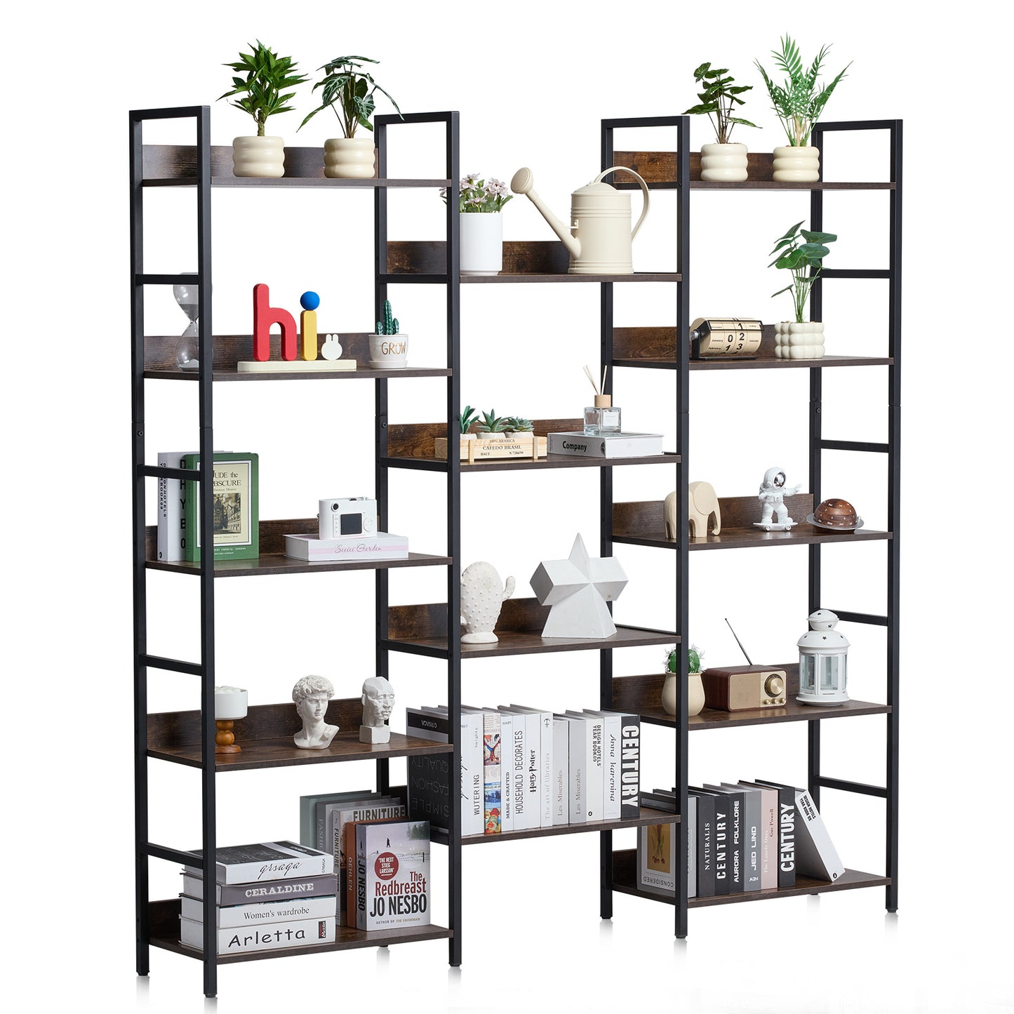 Boekenkast Metaal – Boekrek – Plantenrek – Opbergkast – Wandkast – 14 Lagen – Stabiel Metalen Frame – Waterafstotende Panelen