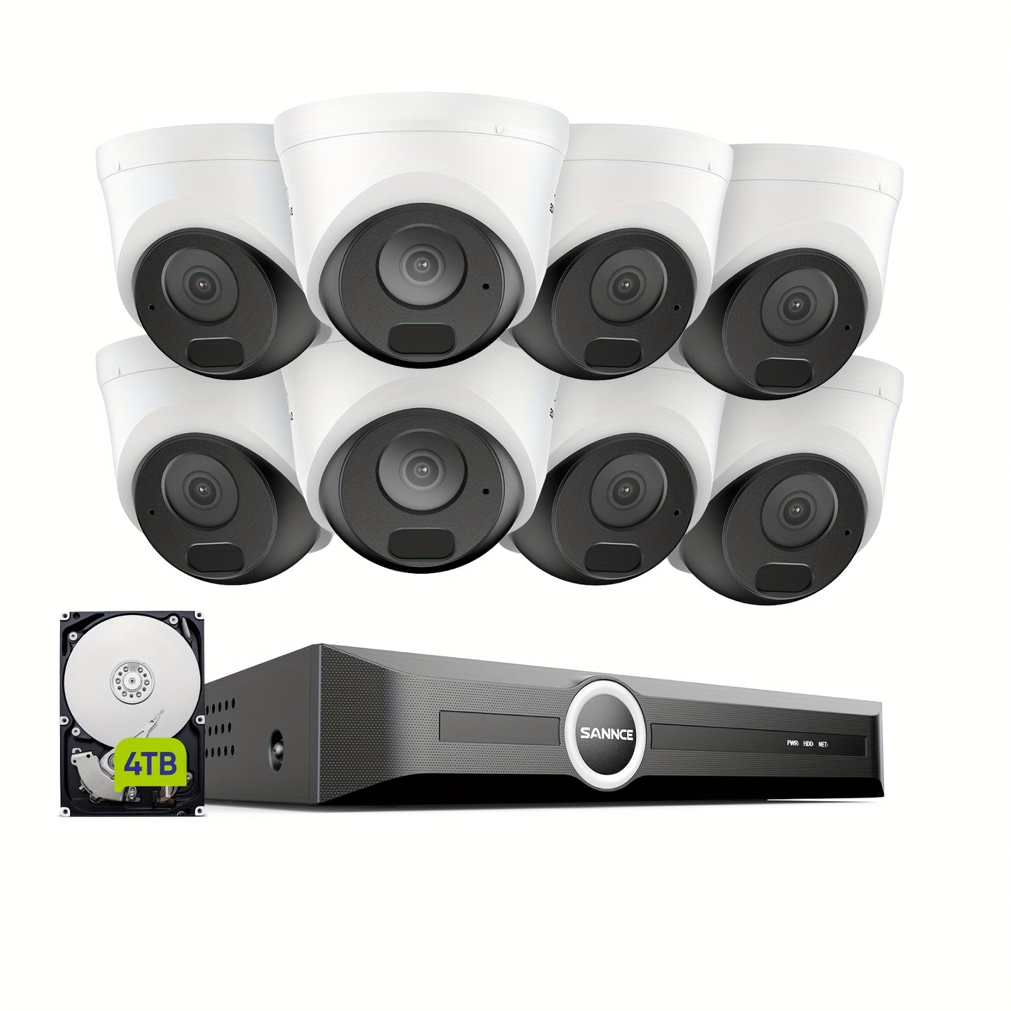 Beveiligingssysteem – Camera Bewaking – CCTV Kit – Security Cameras – Surveillance Set – 8 Camera’s 5MP – 4TB Opslag – Power over Ethernet – Nachtzicht 30m