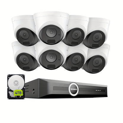 Beveiligingssysteem – Camera Bewaking – CCTV Kit – Security Cameras – Surveillance Set – 8 Camera’s 5MP – 4TB Opslag – Power over Ethernet – Nachtzicht 30m