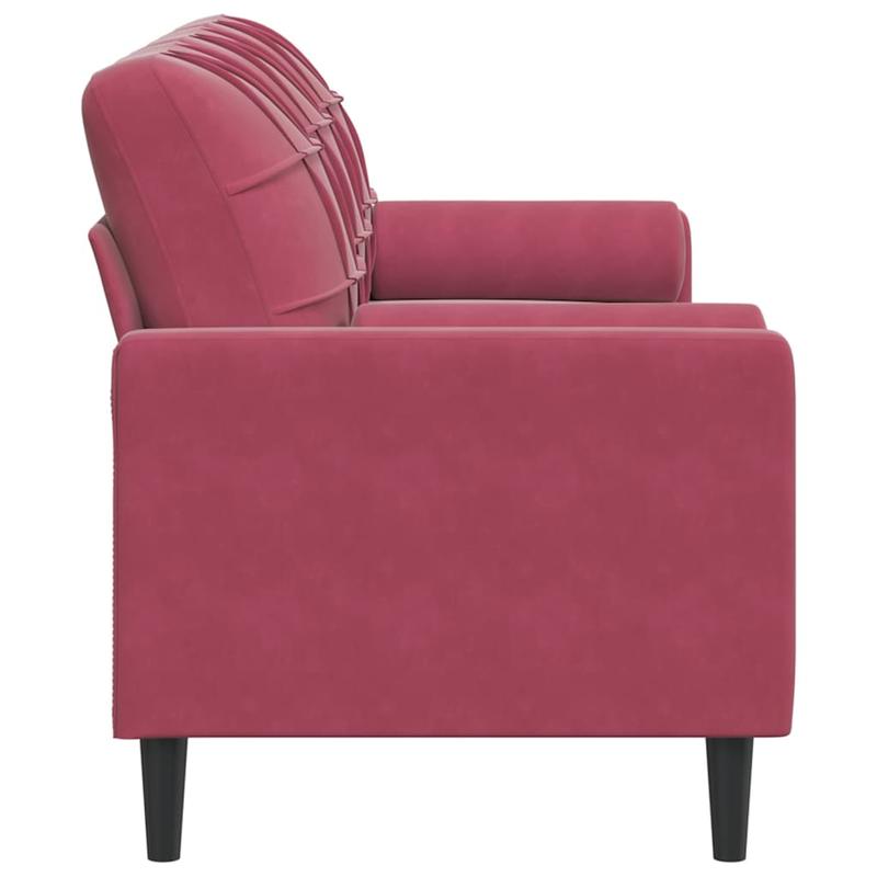 3-zitsbank – Sofa – Bank – Zetel – Loveseat – Wijnrood – Fluweel – 180 cm Breed – Duurzaam & Comfortabel