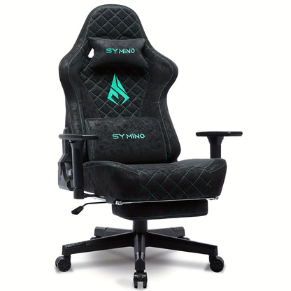 Gaming Stoel – Bureaustoel – Racestoel – PC Stoel – Werkstoel – Ergonomisch Design – Verstelbare Rugleuning en Voetensteun – Zwart met Blauwe Accenten