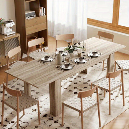 Expandable Dining Table Extendable from 180 to 260cm (70.8” to 102.4”), Seats 6-10 People, Quick Assembly Space-Saving Modern Rustic Wood Table Suitable for Families/Gatherings, Living Room, Dining Room, Kitchen