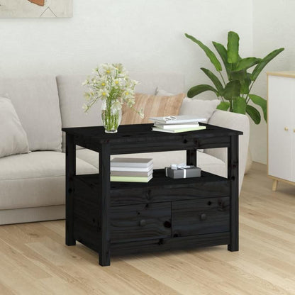 Coffee table 71x49x55cm solid pinewood black Removable, suitable for indoor use and suitable for all seasons, Living Room Furniture, Seasonal Furniture, Stylish Decor, Contemporary Furniture, Quality Craftsmanship, Pinewood W
