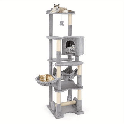 Krabpaal – Kattenkrabpaal – Kattenboom – Krabmeubel – Krabton – 176 cm Hoog – Stevig Hout & Sisal