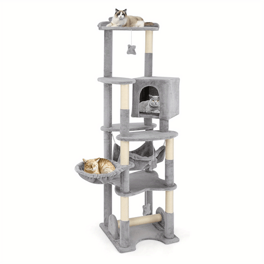 Krabpaal – Kattenkrabpaal – Kattenboom – Krabmeubel – Krabton – 176 cm Hoog – Stevig Hout & Sisal