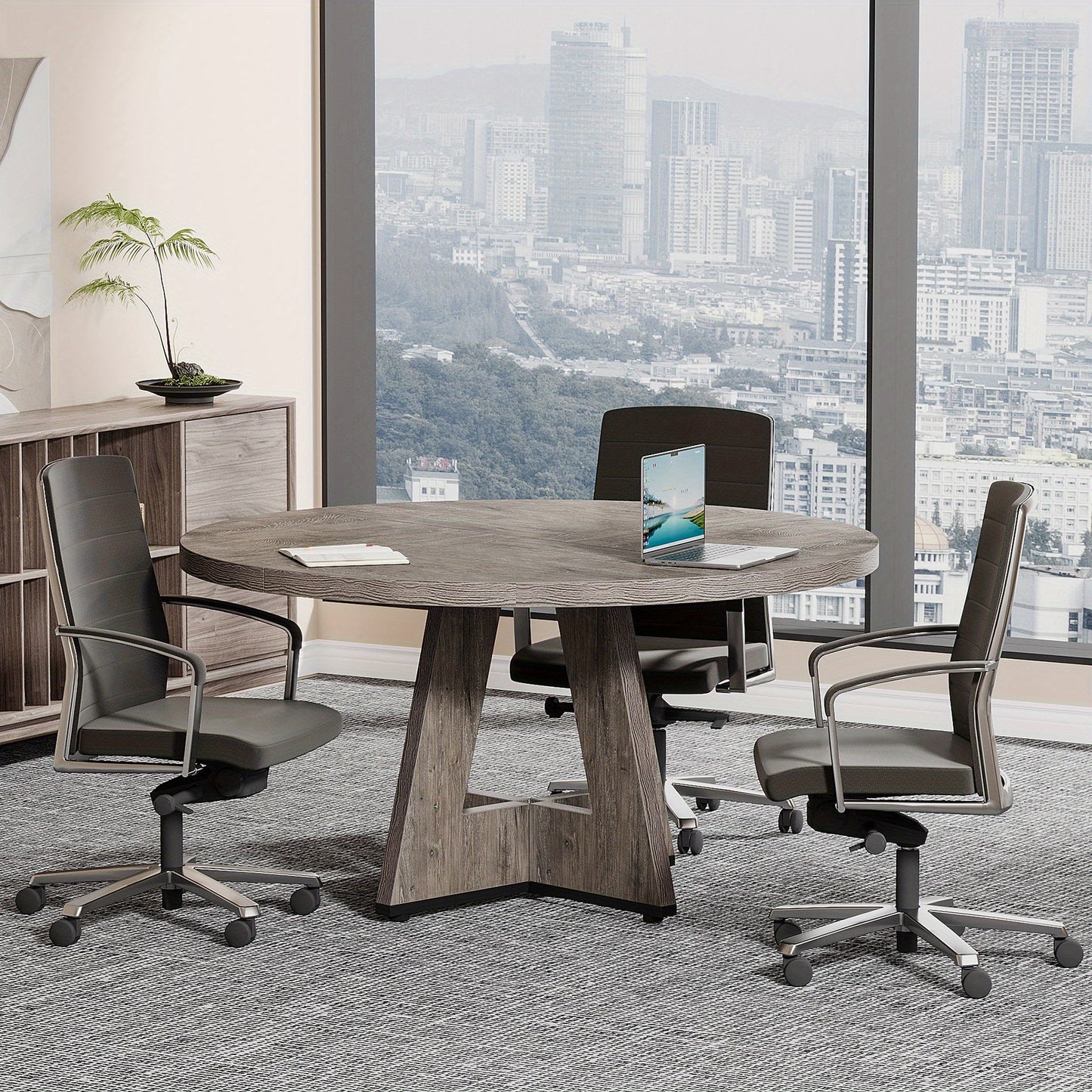 Eettafel – Dinertafel – Tafeltje – Keukentafel – Ronde Tafel – 119 cm Diameter – Ruimtebesparend MDF & Spaanplaat