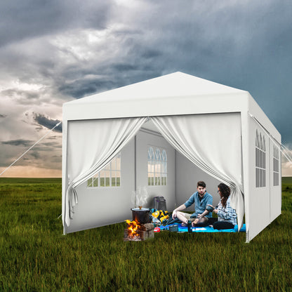 Garden Gazebo Party Tent with 4 Side Panels and Windows UV Protection, Suitable for Gardens, Parties, Weddings and Picnics (3x3m/3x6m/3x9m, Grey/White) - QUORE