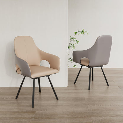 Eetkamerstoelen – Stoelen – Draaistoelen – Zitstoelen – Armleunstoelen – Modern Design – Memory Foam Zitting – Microfiber PU Bekleding – Set Van 2 – Khaki