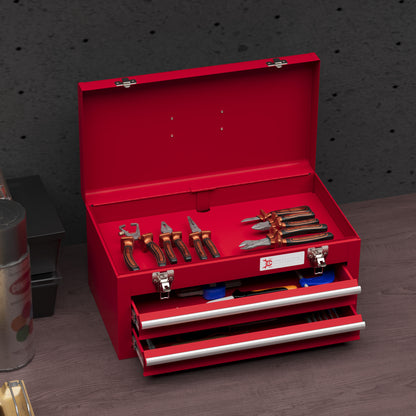 Gereedschapskist – Toolbox – Opbergkist – Werkplaatskist – Handkoffer – Rood – Compact 46x24x22 cm – Stevige Stalen Sluitingen