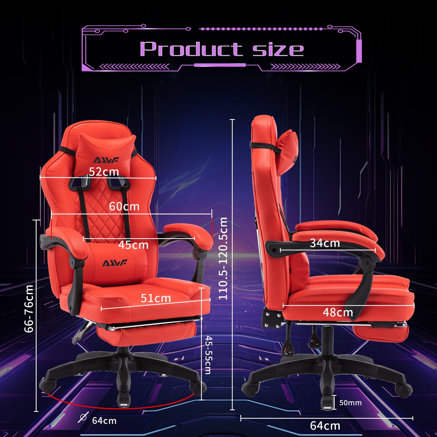 Gamingstoel – Gamestoel – Gaming Chair – Bureaustoel – Game Stoel – Verstelbare Voetensteun – Ergonomische Lendensteun – PU Leder – Draaibaar – Max 150 kg