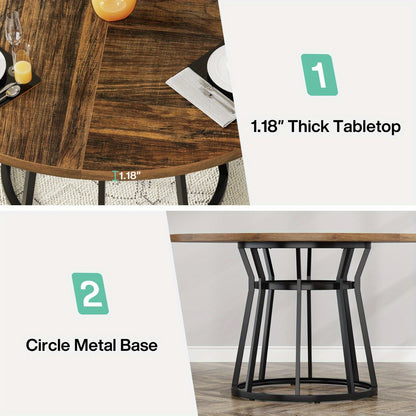Ronde Eettafel – Ronde Keukentafel – Kleine Tafel – Eetkamertafel – Cirkel Tafel – 80 cm – Grijs MDF Blad – Stevig Metalen Onderstel