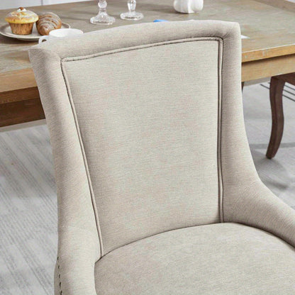 Eetkamerstoel – Stoel – Dining Chair – Side Chair – Beige Stoel – Dik Gevoerd – Houten Poten
