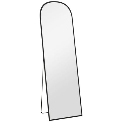 Full Body Spiegel – Volledige Lengte Spiegel – Staande Spiegel – Wandspiegel – Zwarte Aluminium Spiegel – 161,5 cm Hoog – Explosievrij Glas & Inklapbare Standaard