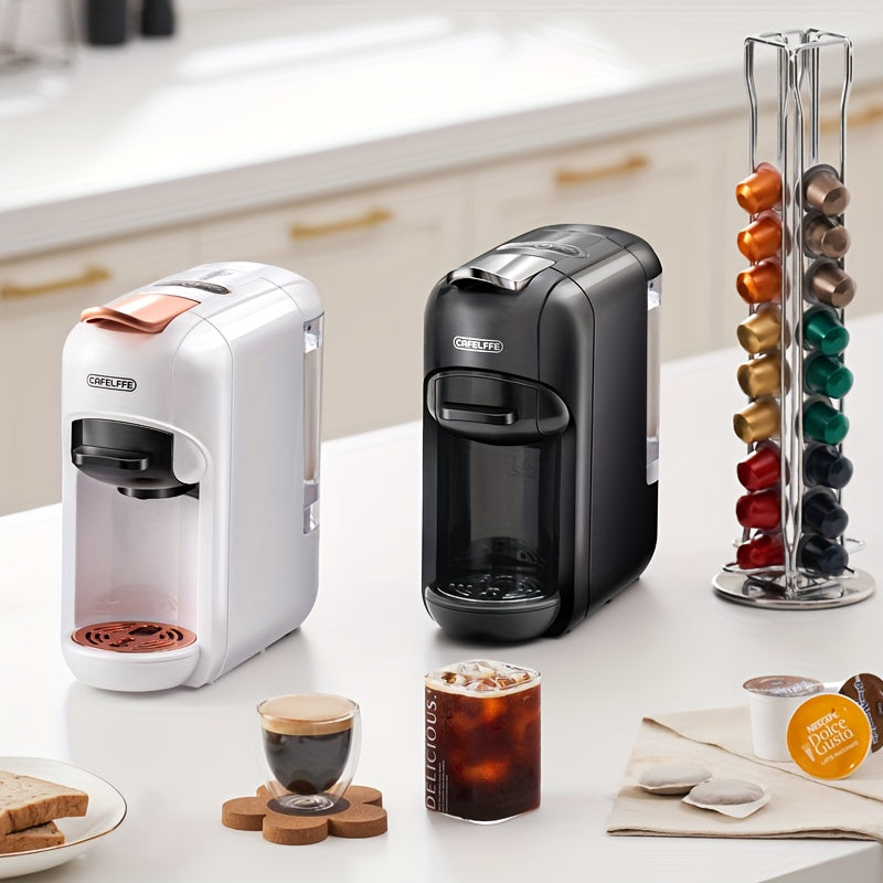 1pc CAFELFFE 5-in-1 Multifunctional Capsule Coffee Machine | Hot/Cold | Compatible with NES, DG, K Capsules, ESE, and Ground Coffee | 1450W Automatic Coffee Maker for Home & Office | Ideal Gift for Family, Father, Mother, Hus