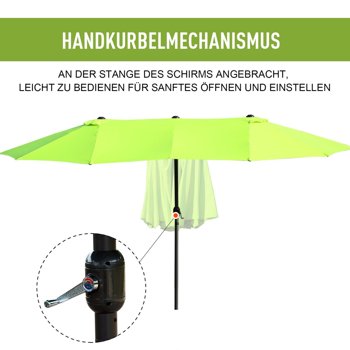 Parasol – Tuinparasol – Marktparasol – Dubbele Parasol – Terrasparasol – Handmatige Zwengel – Groot Ovaal 460x270 cm – Windbestendig Polyester
