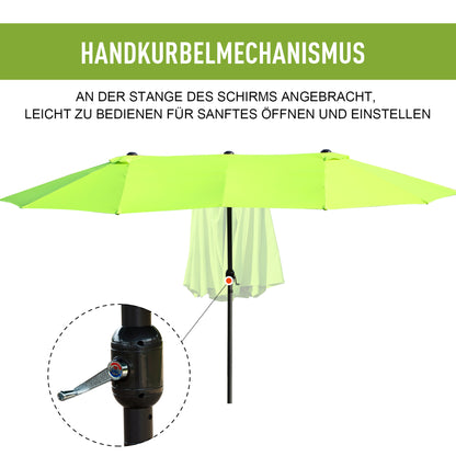 Parasol – Zonwering – Tuinparasol – Terrasparasol – Dubbele Parasol – Extra Groot Ovaal – Handzwengel – Waterafstotend Polyester