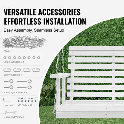 Houten Schommelbank – Porch Swing – Tuinbank – Schommelstoel – Veranda Bank – 4,5 ft – Massief Vurenhout – Weerbestendig Met Stalen Kettingen