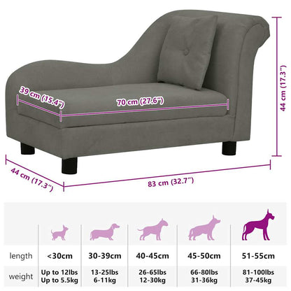 Hondenmand – Huisdiersofa – Dierenbed – Kattenmand – Donkergrijs – Stevig Houten Frame – Wasbare Polyester Bekleding