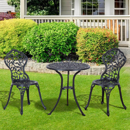 Bistroset – Balkonset – Tuinset – Buitenmeubilair – 2-Persoons Set – Duurzaam Aluminium – Ronde Glas Tafel Ø60 cm