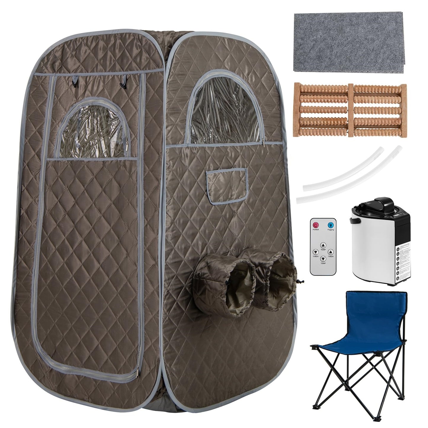 Draagbare Stoomsauna – Mobiele Sauna – Thuis Sauna Tent – Inklapbare Sauna – Persoonlijke Sauna – 3L Stoomgenerator – Afstandsbediening & Timer – Grijs