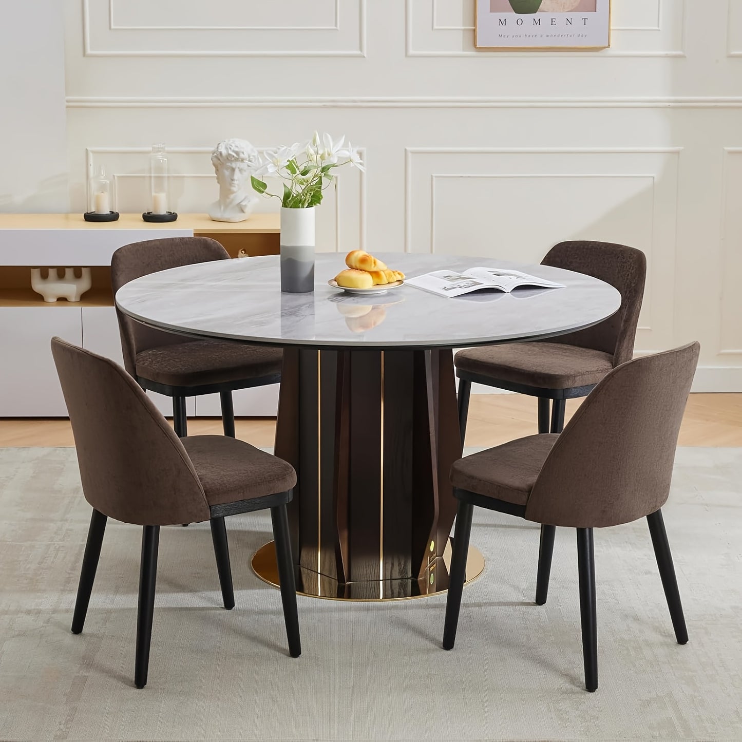 Gestoffeerde Eetkamerstoelen – Stoelen Set – Dining Stoelen – Keukenstoelen – Bistro Stoelen – Set Van 2 – Comfortabele Dikke Kussens – Stevige Houten Poten – Bruin