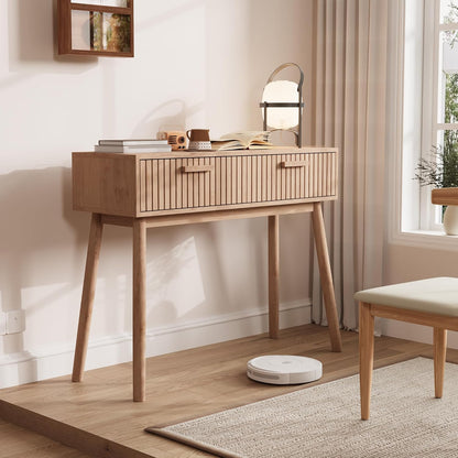 Houten Kaptafel – Make-uptafel – Schoonheidstafel – Sidetable – Bureau – Duurzaam Natuurlijk Hout – Twee Ruime Laden