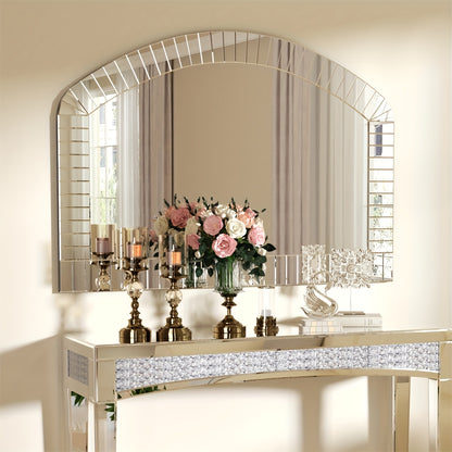 Boogvormige Wandspiegel – Wandspiegel – Spiegel – Decoratieve Spiegel – Luxe Spiegel – 100x70 cm – Bevelelde Glaskant – Zilverkleurig Frame
