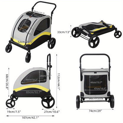Hondenwagen Compact – Huisdierenwagen – Draagmand – Wandelwagen – Kattenbuggy – Vier Wielen – Opvouwbaar – Veilig Met Remmen