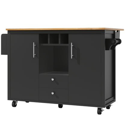 All-in-One Kitchen Island Buffet Cabinet with Folding Worktop, Heavy-Duty Non-Wood Construction, Adjustable Shelves, Wine Rack (Holds 4 Bottles), Door Shelf, Towel Rack - Space-Saving Mobile Kitchen Trolley for Small Kitchens