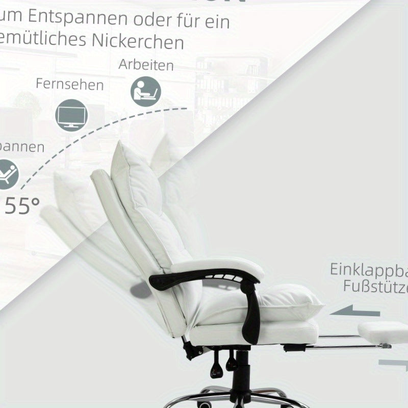 Bureaustoel – Ergonomische Stoel – Werkstoel – Kantoorstoel – Bureaufauteuil – Wit – 360° Draaibaar – Verstelbare Rugleuning en Zithoogte