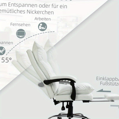Bureaustoel – Ergonomische Stoel – Werkstoel – Kantoorstoel – Bureaufauteuil – Wit – 360° Draaibaar – Verstelbare Rugleuning en Zithoogte