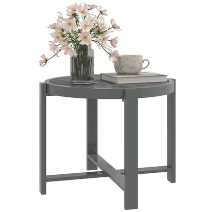 Buitentafel – Bijzettafel – Balkontafel – Koffietafel – Eettafel – Verstelbare Hoogte – Weerbestendig Aluminium met Marmerlook Tafelblad