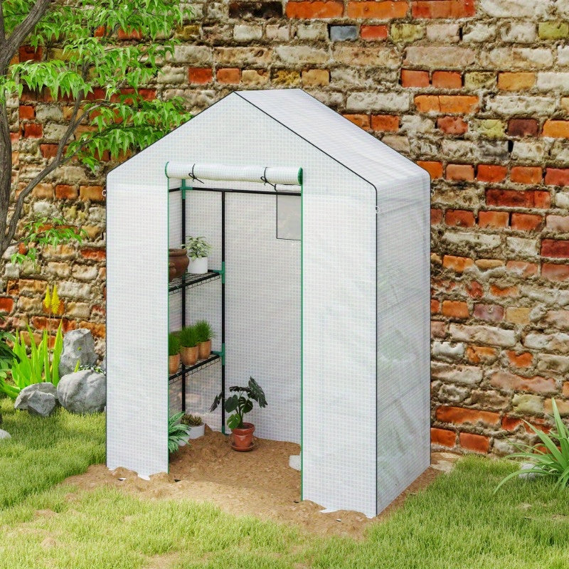 Kasje – Tuinkas – Kweekkas – Broeikas – Serre – Winterbestendig Stalen Frame – Oproldeur en Ventilatie – 143x74x190 cm