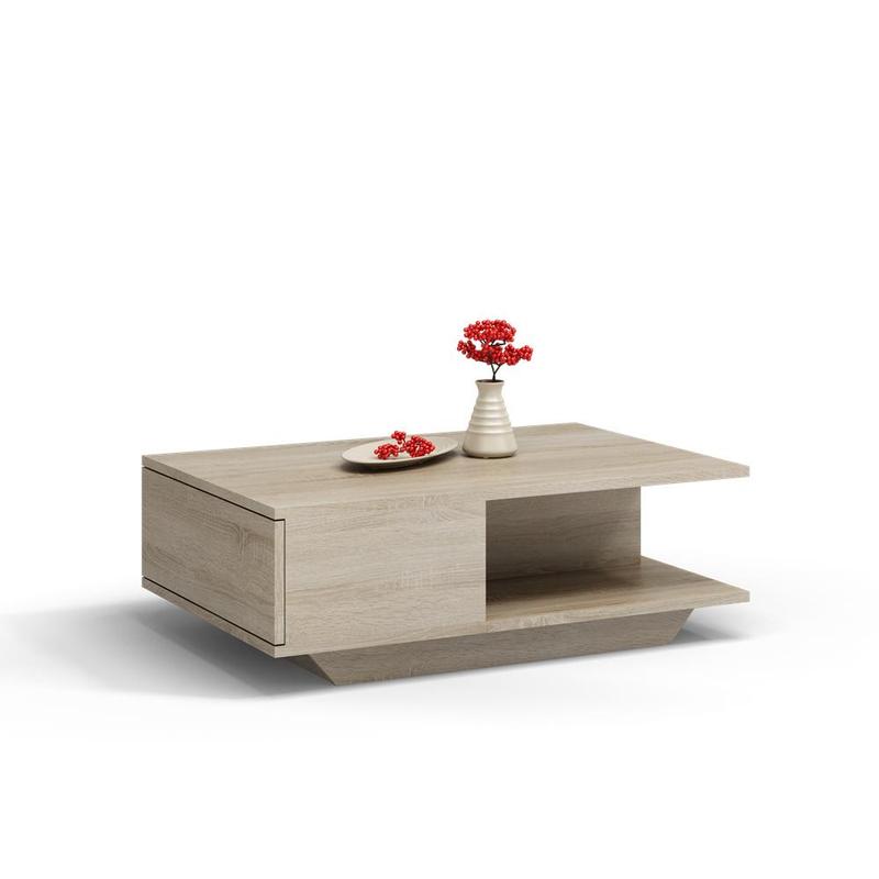Salontafel – Koffietafel – Woonkamertafel – Lounge Tafel – Bijzettafel – Sonoma Eiken – TIP-ON Opbergvak – 90x60 cm Tafelblad