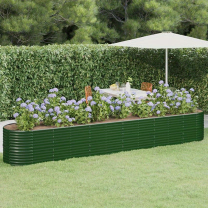 Modern Weather-Resistant Steel Plantenbak - 440x80x68cm, Powder-Coated Green, Rust-Free with Drainage Holes, Ideal for Outdoor Gardens, Patios, and Terraces