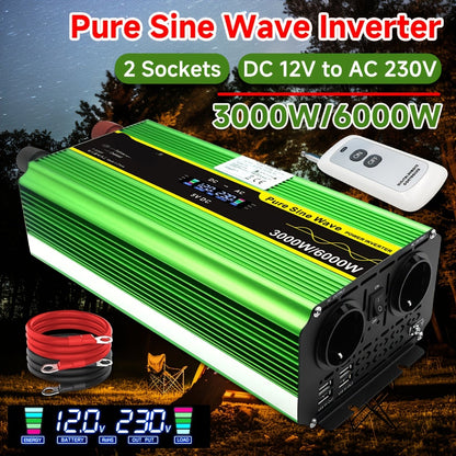 Spanning Inverter – Power Inverter – Stroom Omvormer – Spanning Omvormer – 3 UK Stopcontacten – Pure Sinusgolf Uitgang – 1300W Tot 6000W Piekvermogen