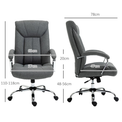 Bureaustoel – Kantoorstoel – Draaistoel – Ergonomische Stoel – Bureaustoelen – Verstelbaar in Hoogte – Kantelfunctie – Met Lendensteun – Met Metalen Frame – Nylon Grijs