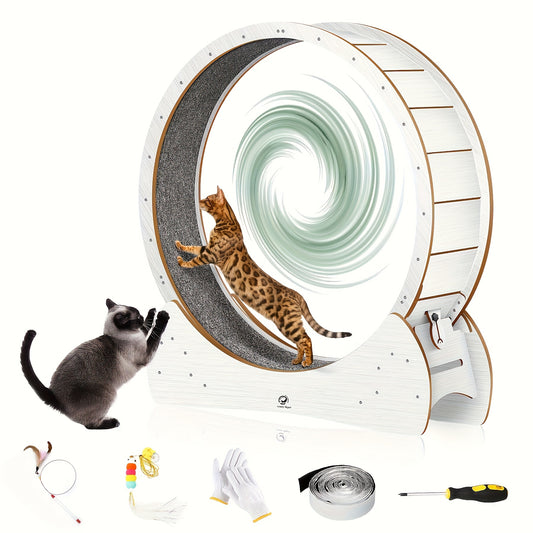 cattrainingsrad – kattenloopwiel – looprad kat – kattenwiel – kattrainer – XL formaat – natuurlijk hout – veilig en comfortabel – binnengebruik