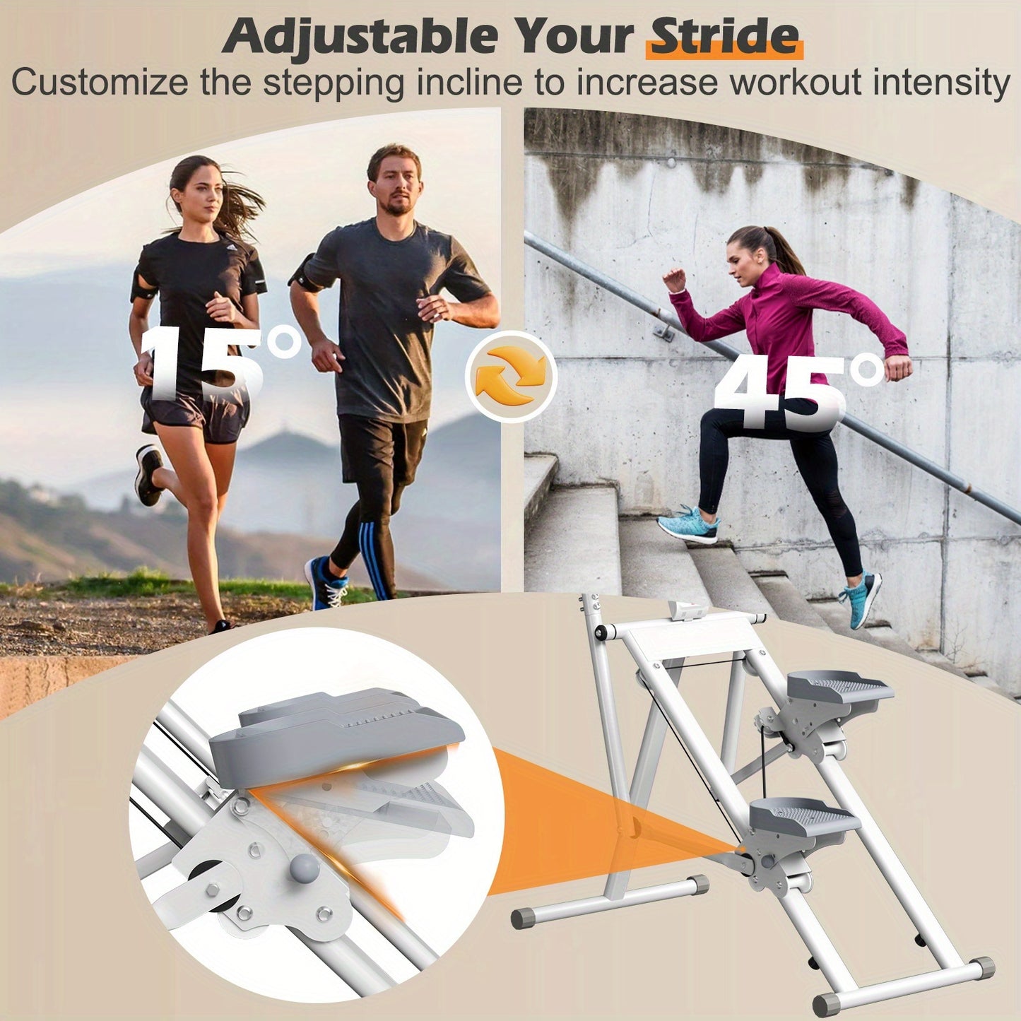 Stepper – Vertical Climber – Fitness Stepper – Hometrainer – Mini Stepper – Inklapbaar & Compact – Verstelbare Pedalen & Antislip