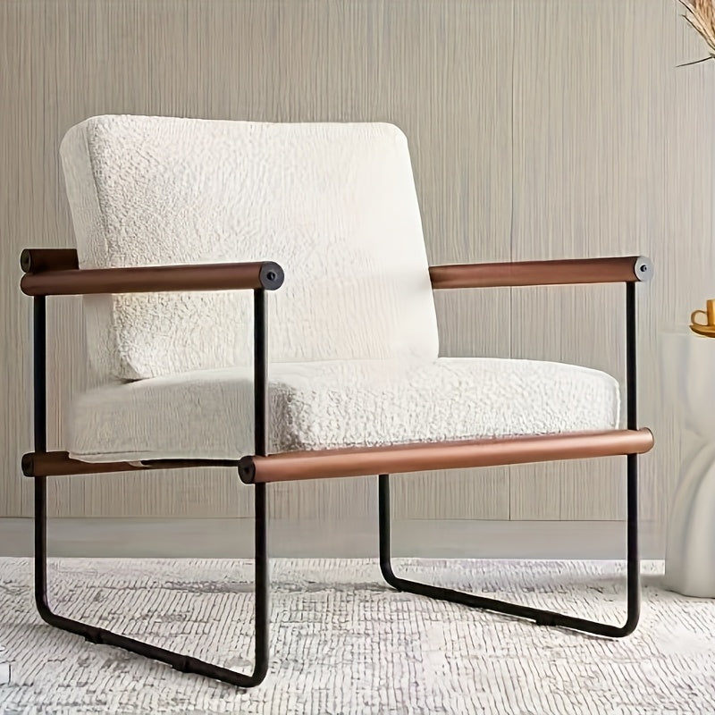 Fauteuil – Accentstoel – Relaxstoel – Loungefauteuil – Zetel – Stevig Metalen Frame – Zachte Sponsvulling – Compact 60x60x80 cm – Hout & Multiplex