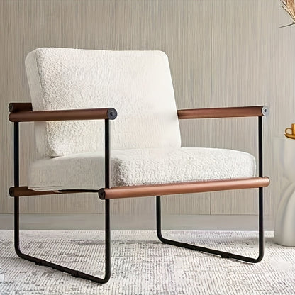 Fauteuil – Accentstoel – Relaxstoel – Loungefauteuil – Zetel – Stevig Metalen Frame – Zachte Sponsvulling – Compact 60x60x80 cm – Hout & Multiplex
