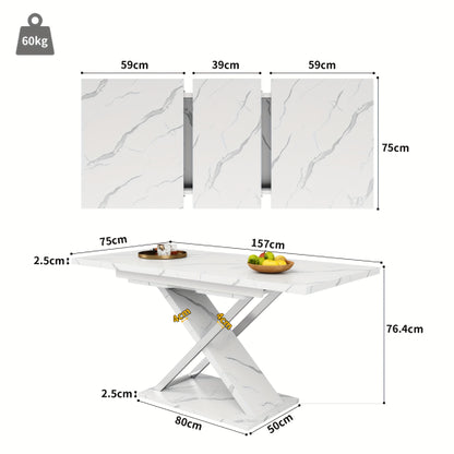 Uitschuifbare Eettafel – Uitklaptafel – Keukentafel – Woonkamertafel – Tafel Verlengbaar – Zwart Hardhout – Gouden Kruispoten – Verstelbaar 160-200 cm