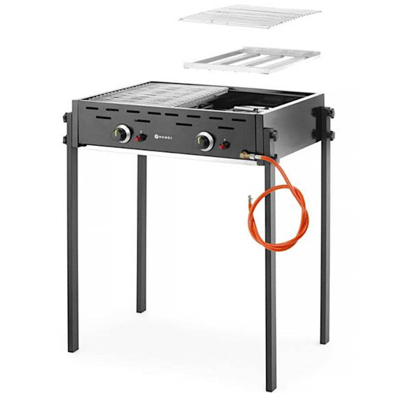 Gas Grill – Barbecue – Buitenkeuken Grill – Gasbarbecue – Grillapparaat – Dubbele Onafhankelijke Branders – RVS Zwarte Enamel Coating