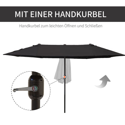 Grote Ovale Parasol – Zonnescherm – Terrasparasol – Dubbele Parasol – Marktparasol – Handzwengel – Lichtbruin Polyester – Windbestendig & XXL Schaduw