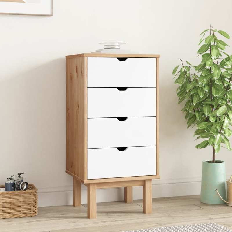 OTTA Modern Chest of Drawers - Easy Assembly, 3-Drawer Storage Cabinet with, Compact Organizer for Living Room, Bedroom, Office - Sturdy Pine Wood Construction (45x39x90cm) - Modern Home Furniture, Living Room Storage, Minima