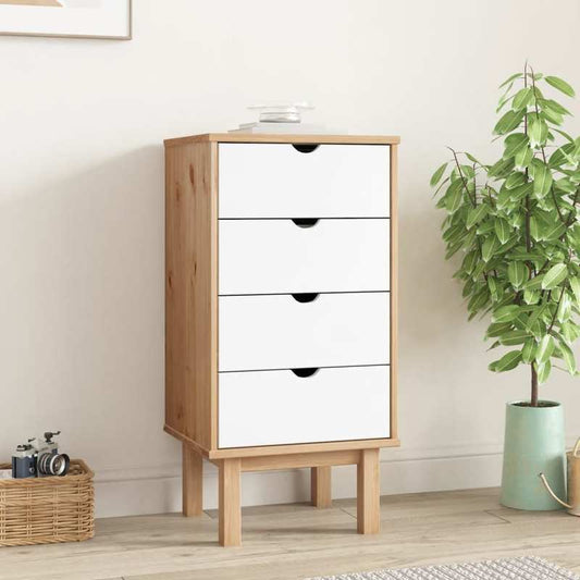OTTA Modern Chest of Drawers - Easy Assembly, 3-Drawer Storage Cabinet with, Compact Organizer for Living Room, Bedroom, Office - Sturdy Pine Wood Construction (45x39x90cm) - Modern Home Furniture, Living Room Storage, Minima