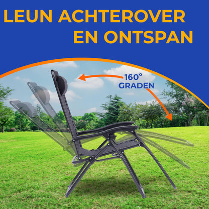 Loungebank – Loungestoel – Tuinbank – Balkonstoel – Verstelbare Ligstoel – Inclusief Afneembare Kussens – Met Bijzettafel en Bekerhouders – Vouwbaar Design