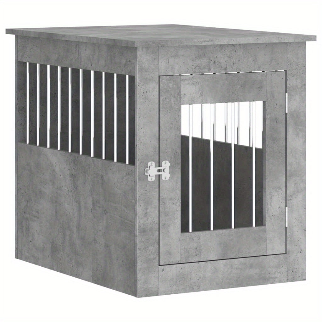 Hondenbench – Hondenhok – Hondenkooi – Hondenmand – Huisdier Bench – Verwerkt Hout – Beton Grijs – Stevig En Duurzaam – 55x75x65 cm
